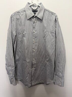 John Varvatos Gray Dress Shirt Long Sleeve Cotton Button Up Men's 16 41L